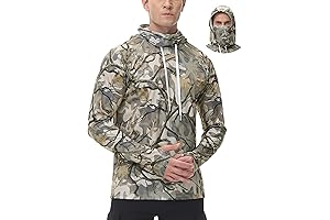 UPF 50+ Men's Hunting Shirts with Mask - Long Sleeve Camo Fishing...