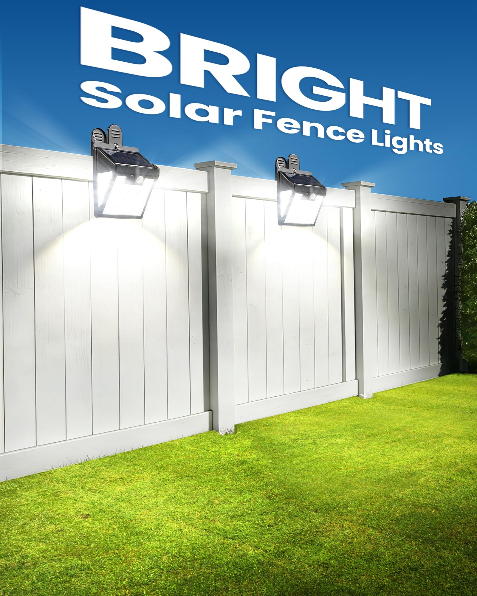 160 luces LED solares con clip para exteriores, luces solares con sensor de movimiento, luces solares para valla al aire libre, IP65 impermeables, luces solares de pared para terraza