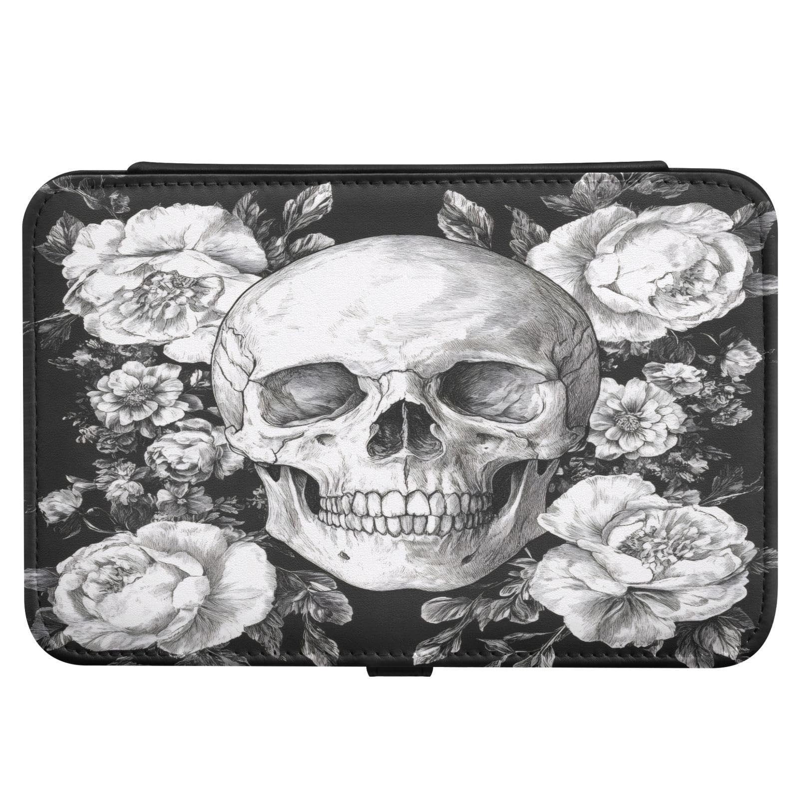 Haskirky Sugar Skull Jewelry Box Portable PU Leather Travel Jewelry Organize for Women Jewelry Storage Display Holder for Ring, Necklace, Earring