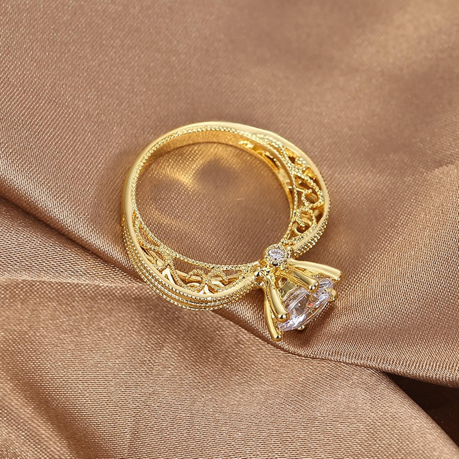 Anillo de oro amarillo de 9 quilates, elegante, talla 1/2