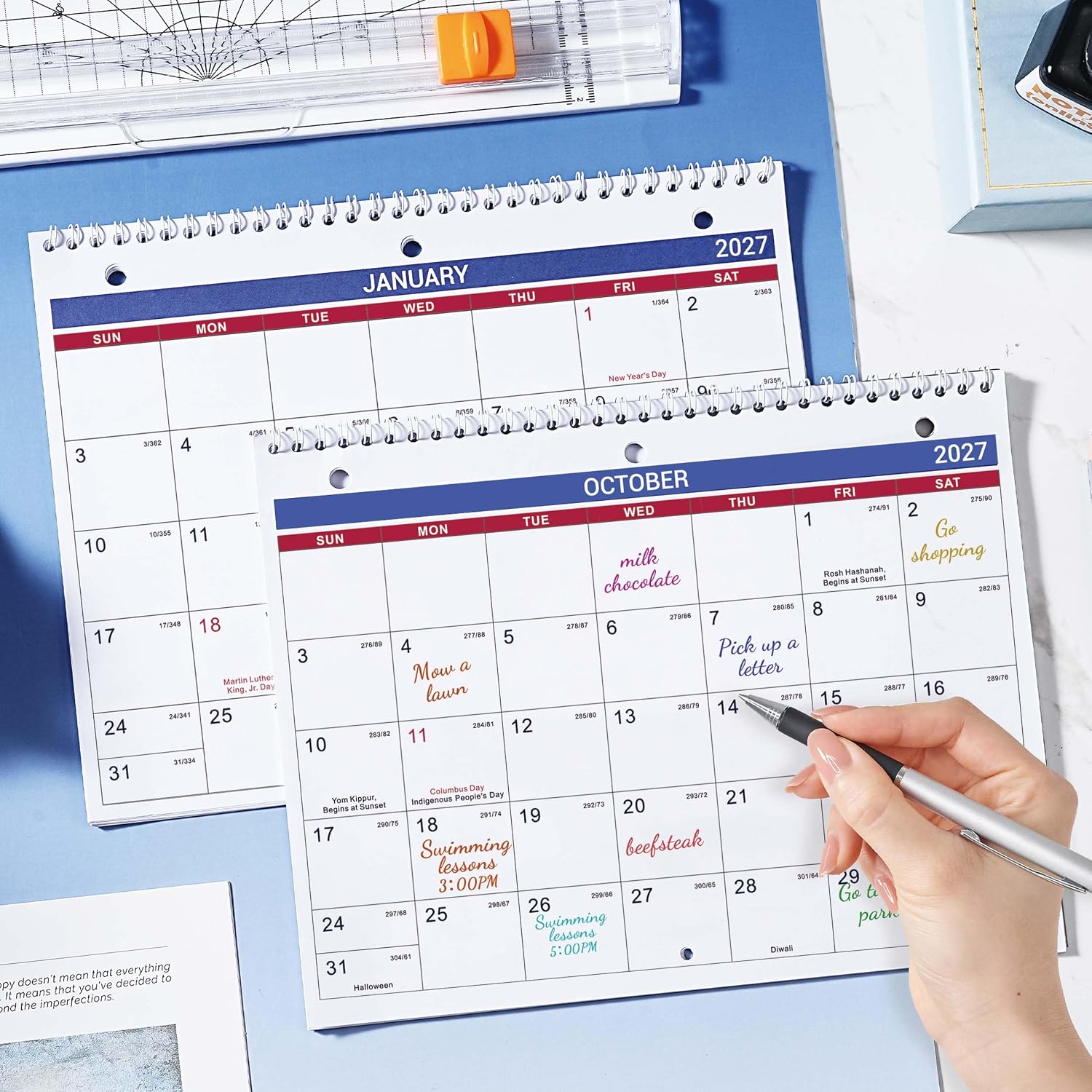 2027 Calendar - 2027 Wall Calendar, JAN. 2027 - DEC. 2027 | 8.5" x 11", Lined Memoranda Pages, Thick Paper, Twin-Wire Binding, Holidays, Minimalist Style for Home Office thumbnail