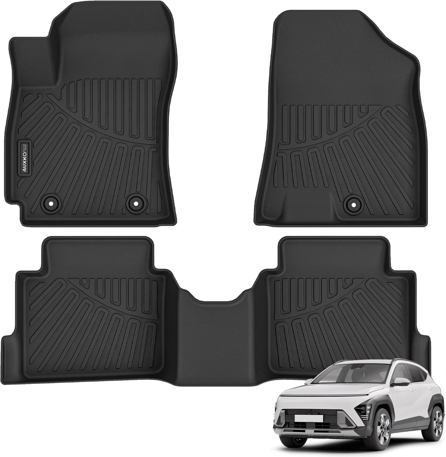 All Weather Floor Mats Fit for Hyundai Kona 2024 2025(Only Gas) TPE Rubber Liners Kona 2024 2025 Accessories Set All Season Guard Odorless Anti-Slip Floor Mats Black kona gas|2024-2025|floor mats