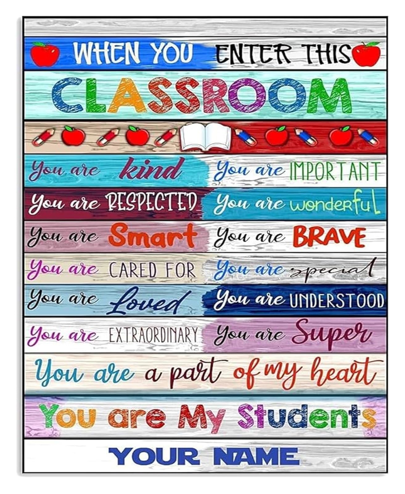 EKFBQBGW Teacher Gift Metal Tin Sign Classroom Door Decor Appreciation Present for Teachers Educators School Staff Office Welcome Sign Unframed,16x24inch(40x60cm)