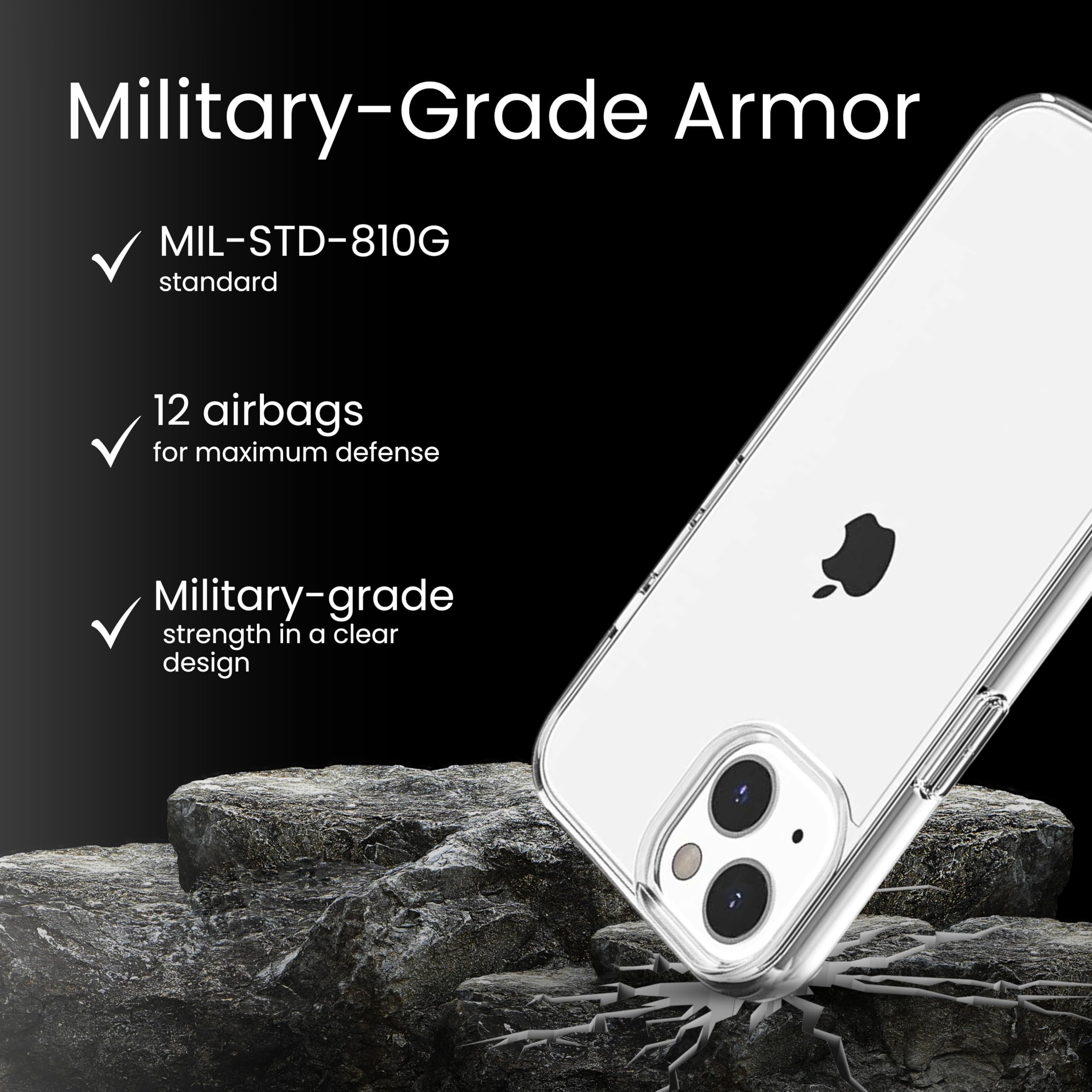 Gueche Custodia Per IPhone 13 Pro Max - Trasparente Anti Giallo Con Air Cushion - Antigraffio E Antiurto