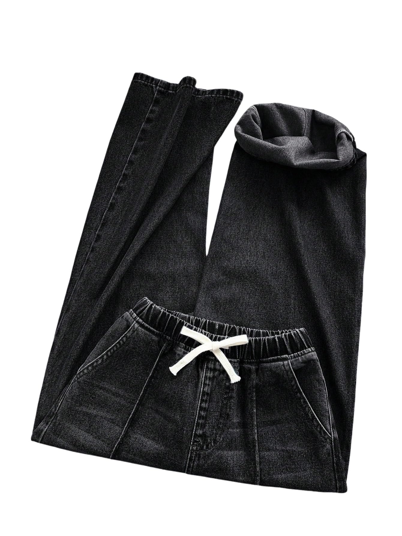 SOLY HUX Mädchen Jeans Hosen Casual Jeanshose Elastischer Bund Denimhose mit Tasche Weites Bein Freizeithosen Casual Outfits