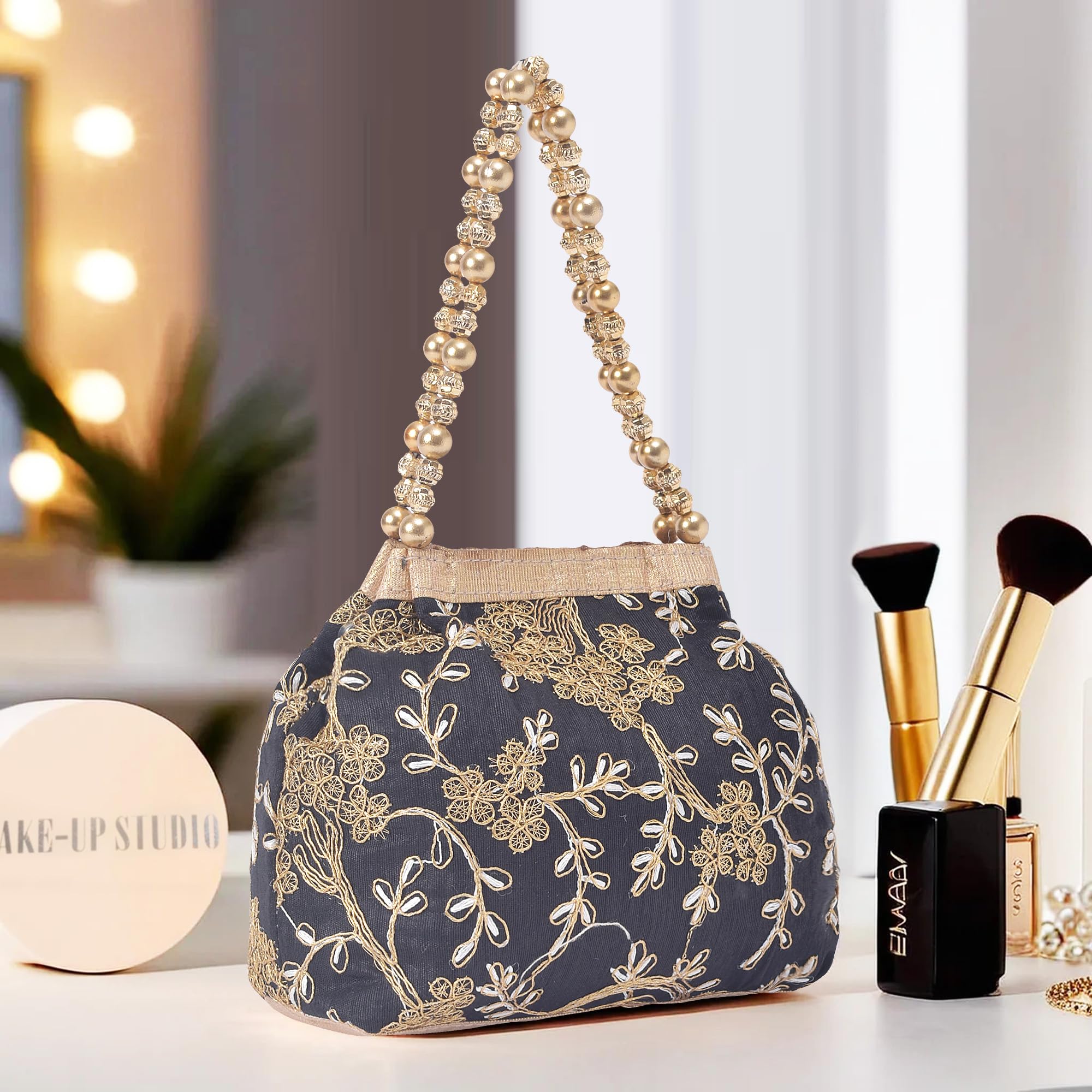 Kuber Industries Potli Bags for Ladies & Girls | Women Shagun Pouches for Festive Seasons | Batwa Bag Bridal Purse | Moti & Embroidery- Black (B0DB7MZ6KT) Amazon Price History, Amazon Price Tracker