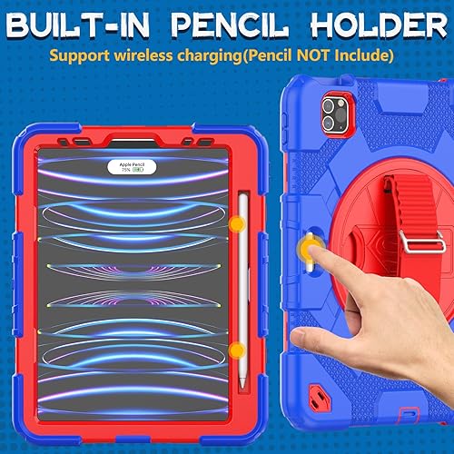 Miniatura 4 de SEYMAC Funda para iPad Air de 54 generación de 10.9 pulgadas, protección duradera y resistente con protector de pantalla, soporte giratorio