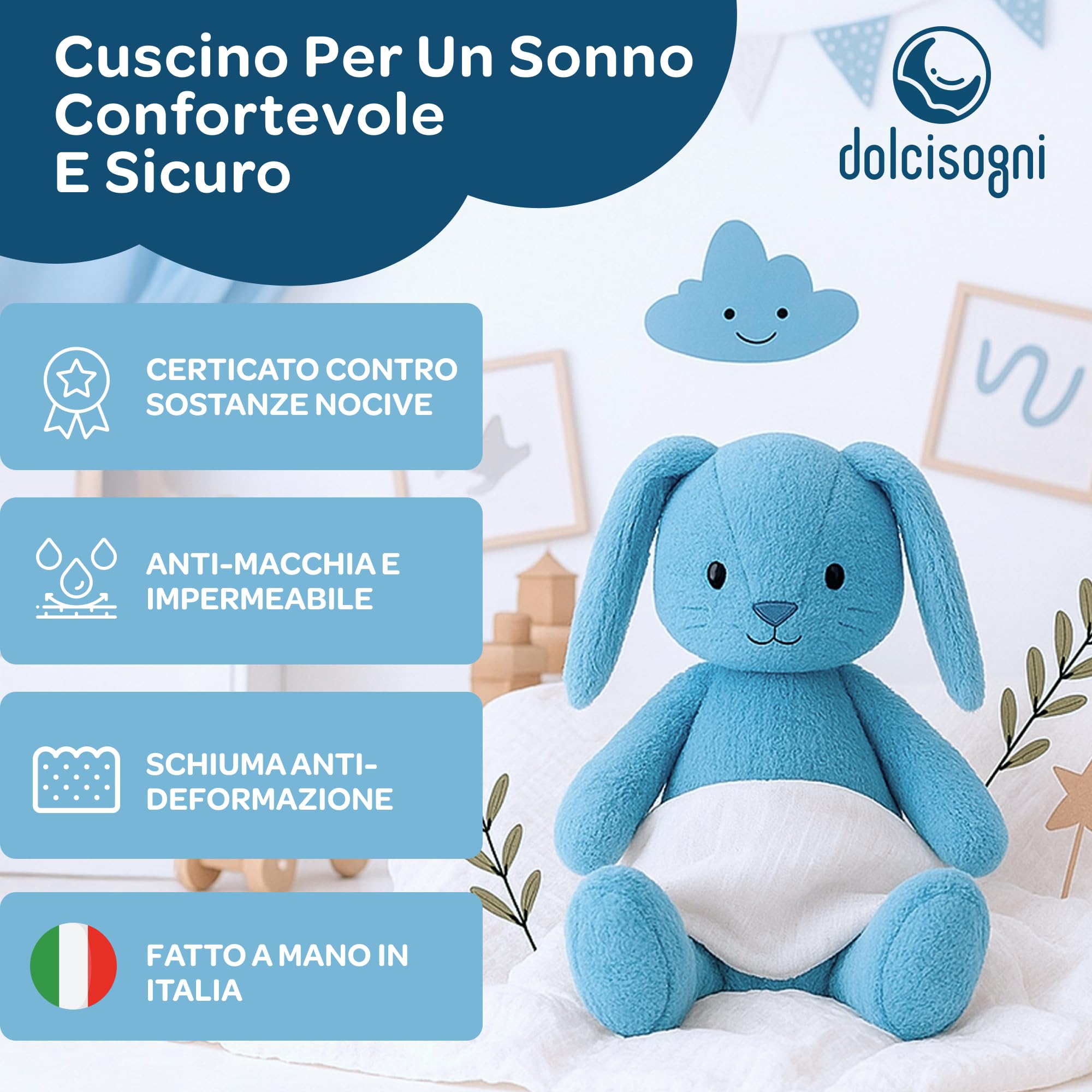 DOLCI SOGNI - Cuscino Letto Antireflusso a Cuneo - Rialzo Letto per Reflusso - Antireflusso Cuscino per Reflusso Gastroesofageo Supporto Triangolo Alza Materasso 35x30x6 cm