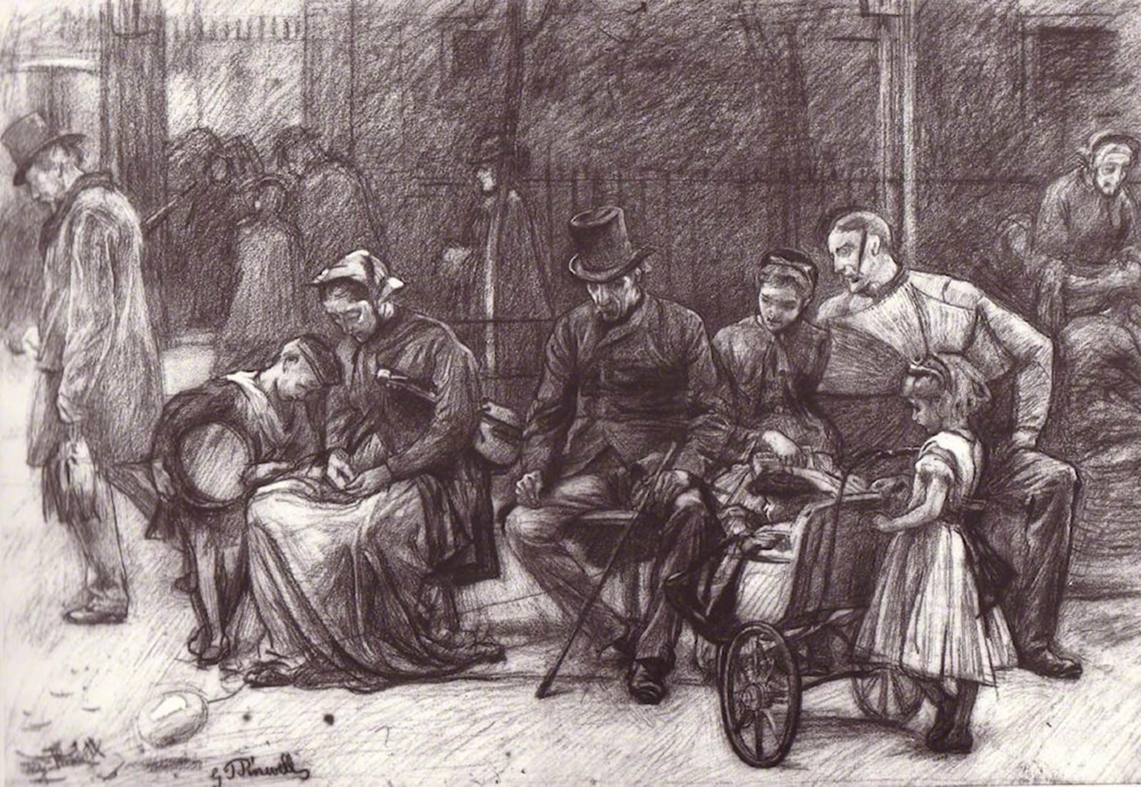 SERENDIPITP Vintage Picture Print on Canvas Wall Art Poster Study for 'a Seat in St Park' by George John Pinwell Artwork Print Poster for Wall Decor 60x90cm