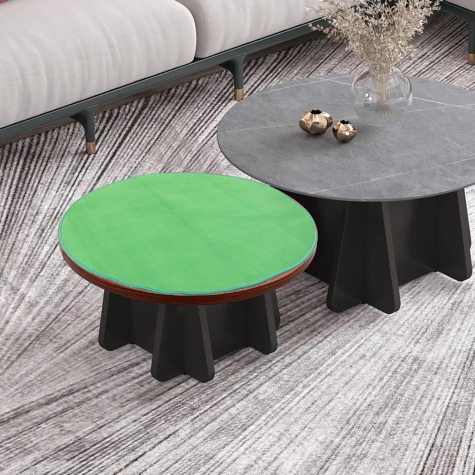 NOLITOY Tapete Redondo para Mesa de Mahjong de 78cm en Flannel Cristal Verde, Protector Fácil de Limpiar Adecuado para Jugar Cartas y Eventos Sociales