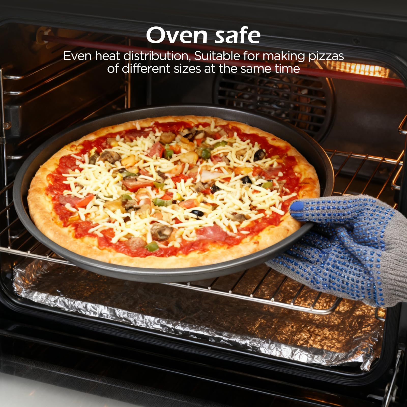 Romon plaque pizza Set de 4, 26 cm, Acier au Carbone avec Revêtement Teflon, Anti-adhésif, Sain et Durable, Idéal pour les Pizzas Maison