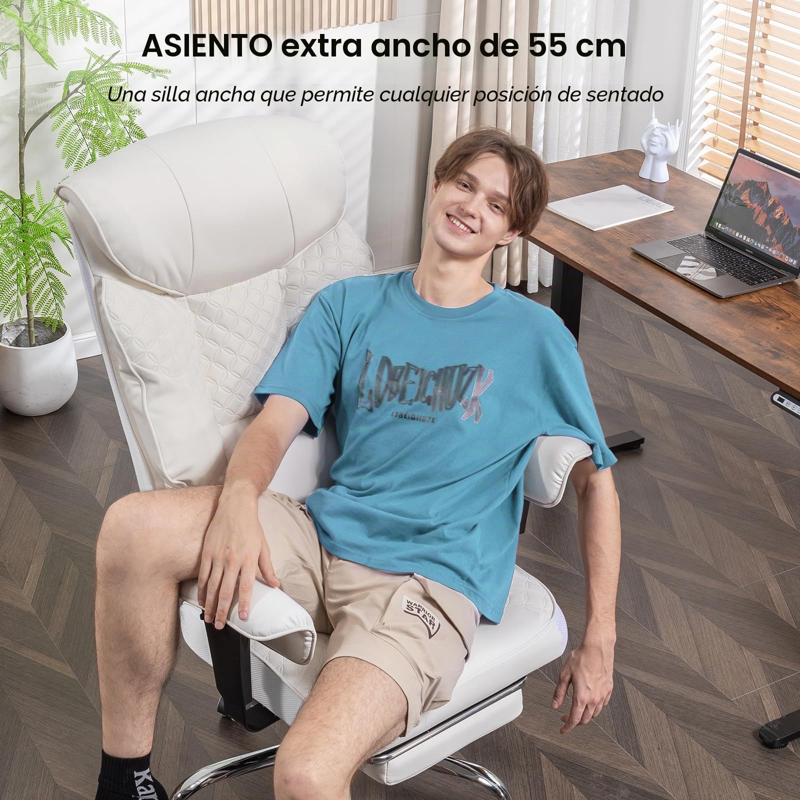 COMHOMA Silla de gaming para personas grandes y pesadas, silla ergonómica de oficina de hasta 180 kg, cojín de asiento 3D, ajustable con reposapiés, piel sintética, alta comodidad para oficina y