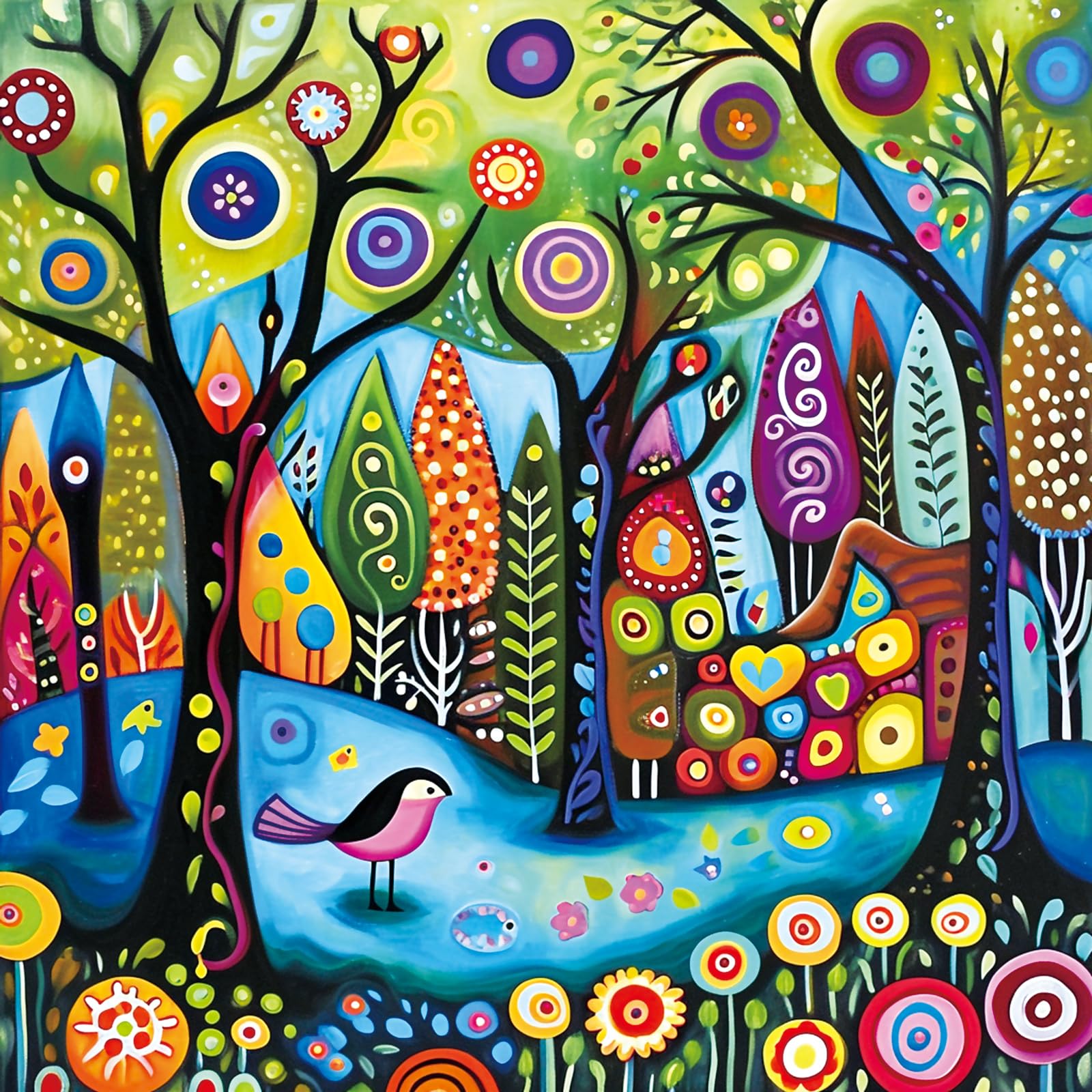 Bullglesup Jigsaw Puzzles for Adults 1024 Pieces, Spring Forest Letter on Back Interlock Perfectly No Dust, Home Decors Family Challenge Toys for Men Women Elders Seniors (19.6"x19.6"), 1:1 Poster