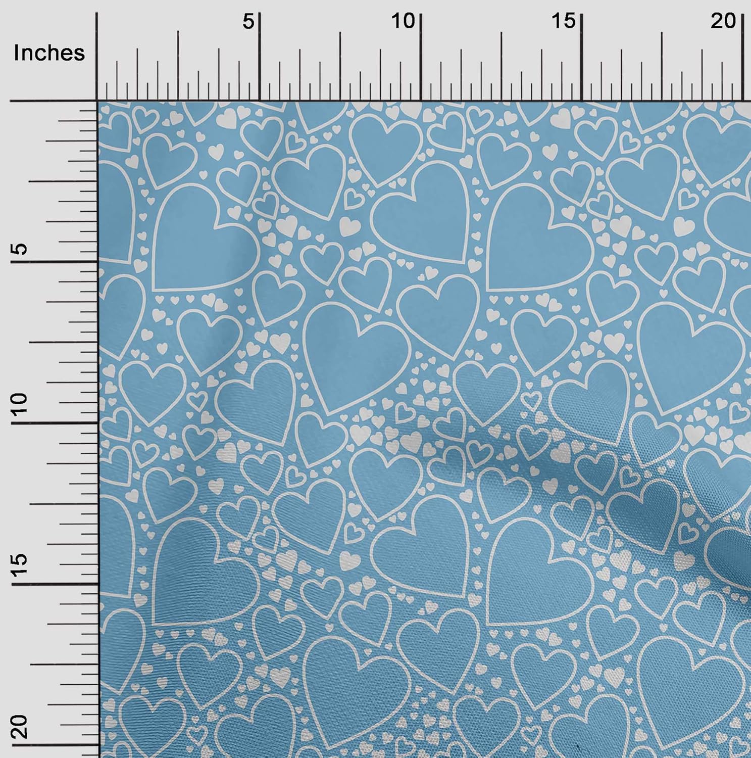 oneOone Cotton Jersey Light Blue Fabric Valentine Heart Quilting Supplies Print Sewing Fabric by The Yard 58 Inch Wide-150