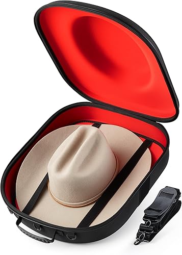 Miniatura 18 de Estuche de viaje para sombrero de vaquero – Transportador a prueba de golpes para sombreros de vaquero, Panamá y Tweed con asa de transporte, correa