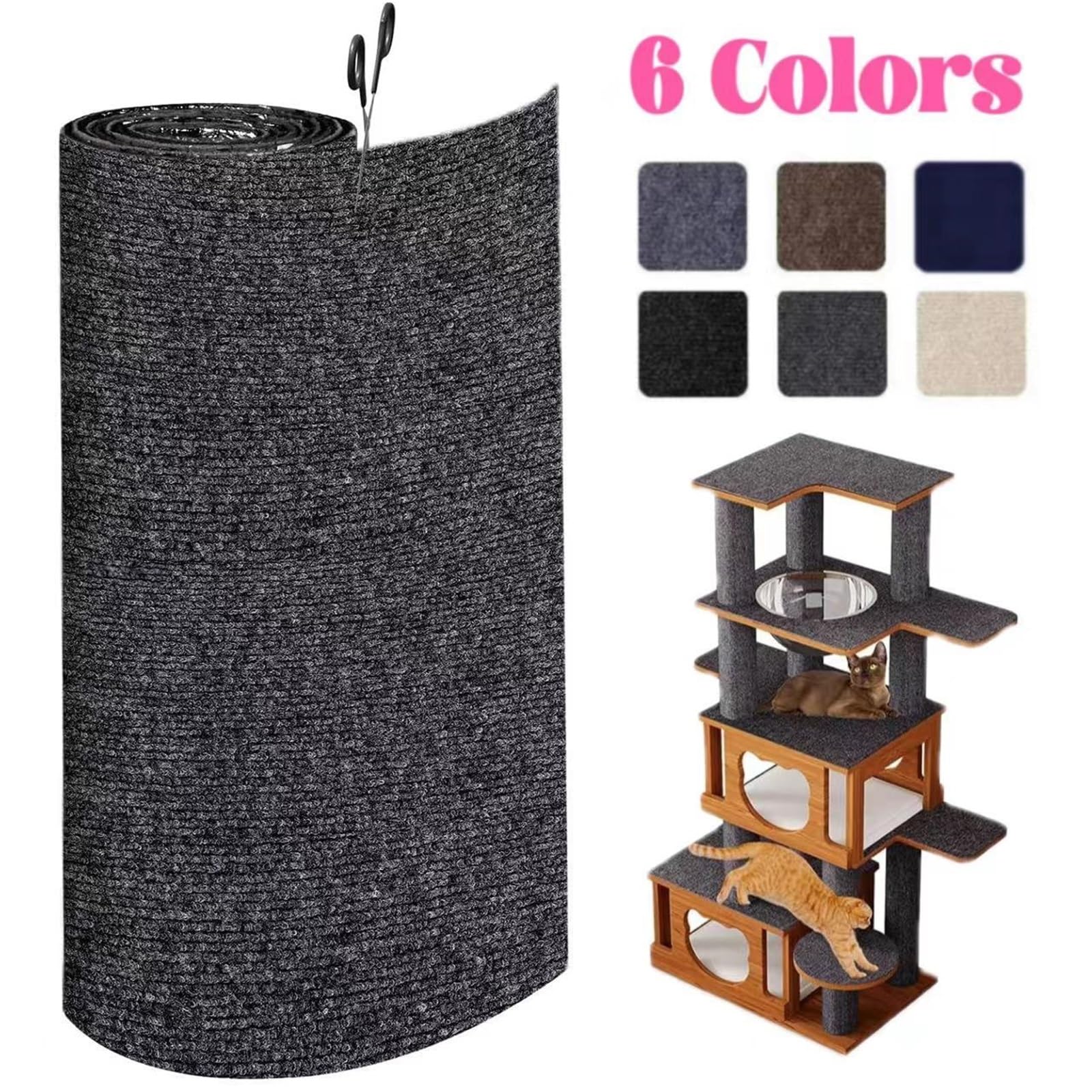 Protector Sofa Gatos Arañazo Estera for rascar Gatos, Alfombra autoadhesiva, Poste Recortable, Juguetes Protectores de Muebles for(Brown,50x200CM)