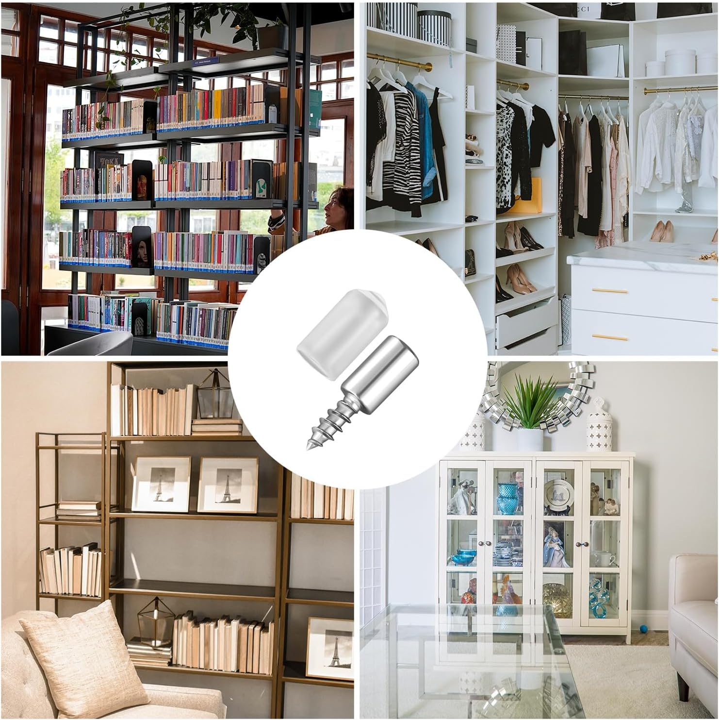 40pcs Self Tapping Cabinet Shelf Screws with Anti-Skidding Sleeves, Self-Tapping Screws Cabinet Laminate Support Shelf Bracket Screws Pegs Shelf Support Pins for Cabinet Closet