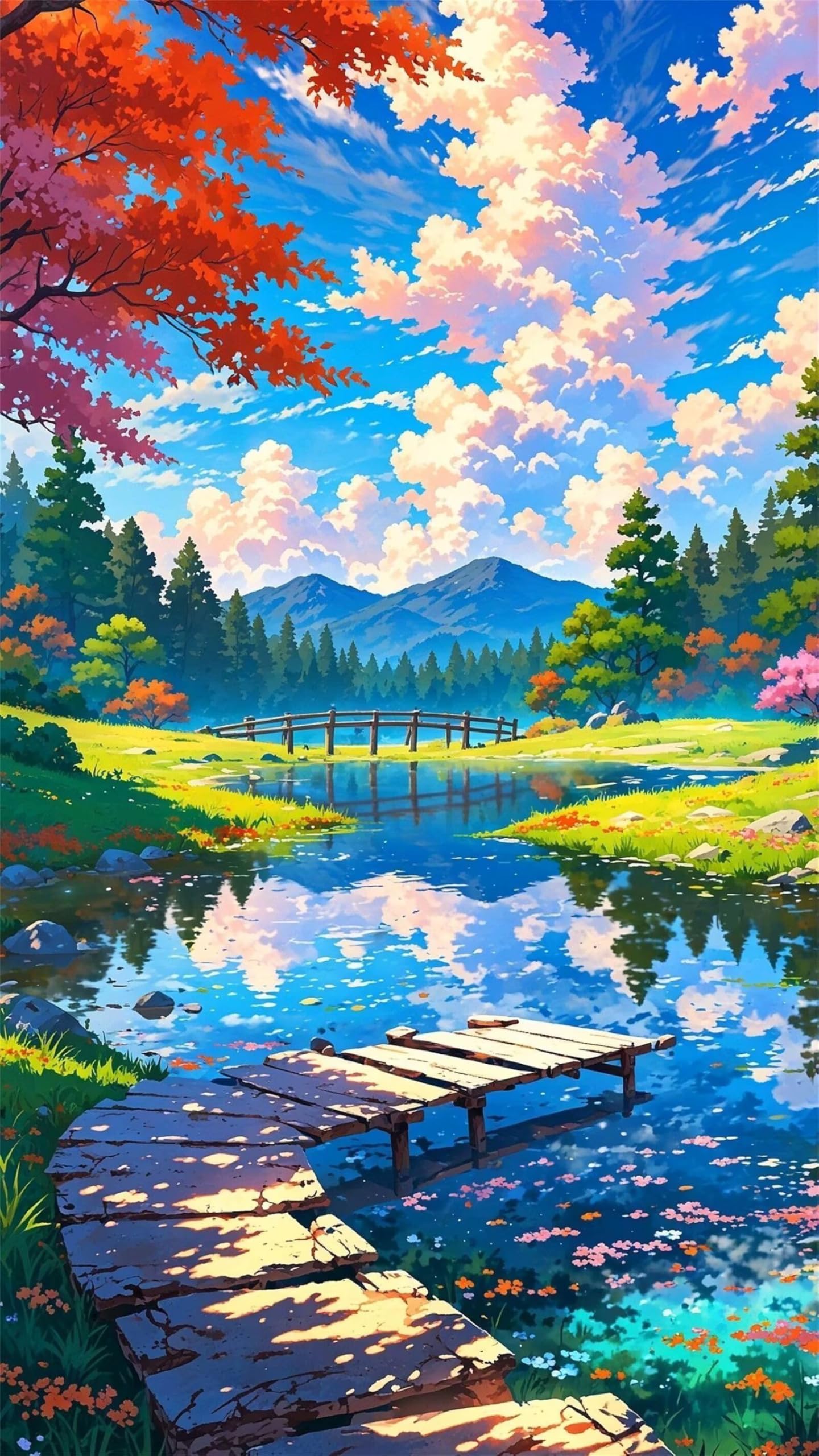 Puzzle dla dorosłych, 3000 sztuk, wymagające łamigłówki, gry logiczne dla całej rodziny, świąteczny prezent dla przyjaciół w pięknym opakowaniu (most nad rzeką krajobraz)