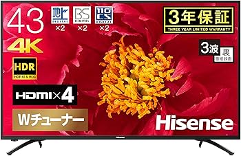 Amazon | ハイセンス 43V型 4K対応液晶テレビ -外付けHDD録画