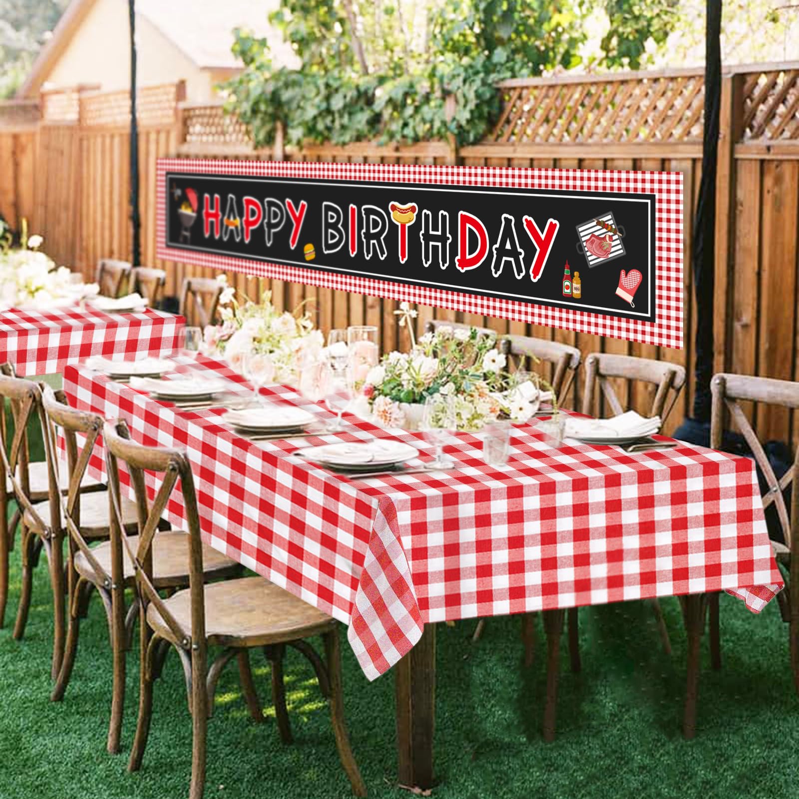 Red And Black Happy Birthday Banner Backdrop Balloon Glitter Sign Birthday Photo Background Party Decorations For Girls Boys Women Men Anniversary