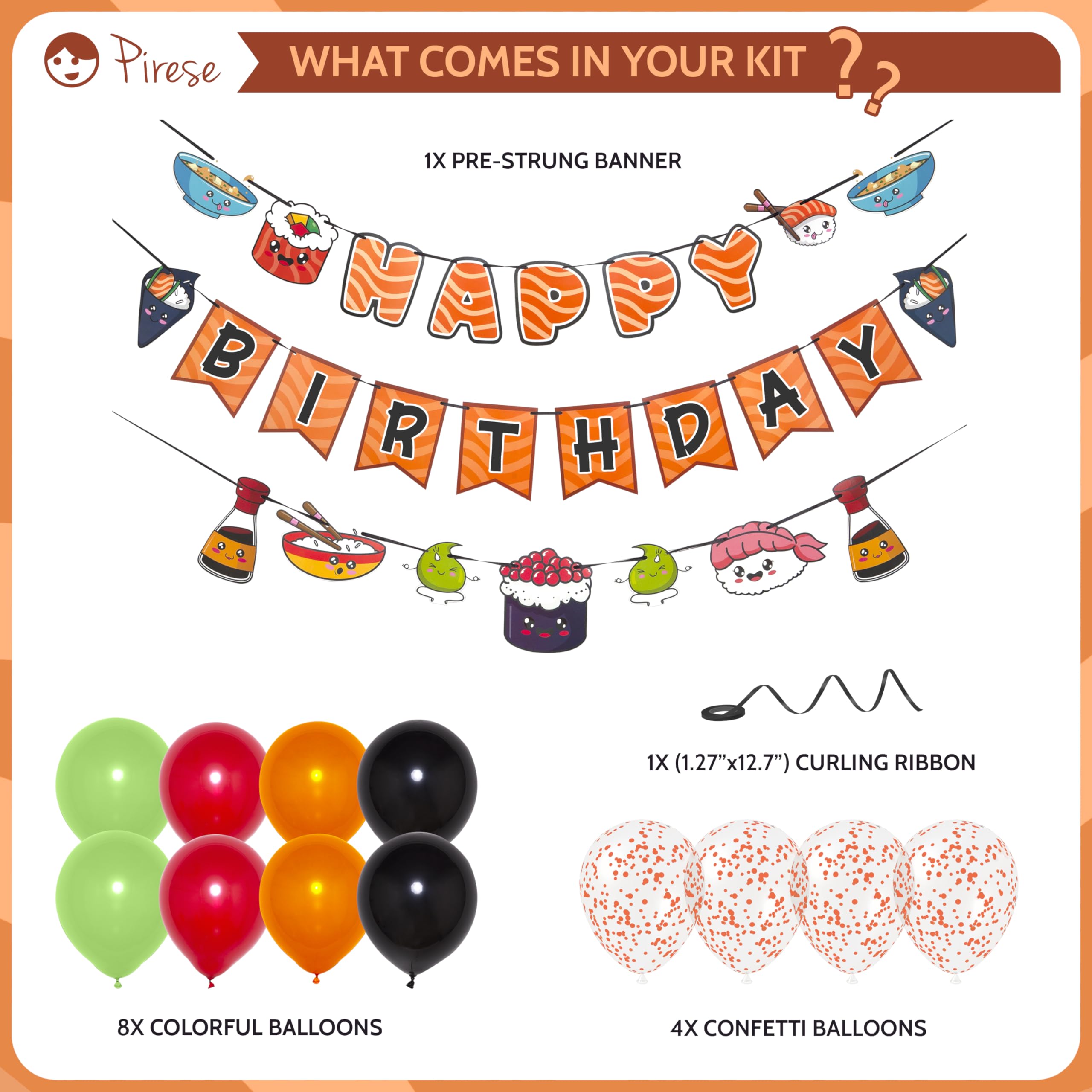 Decoraciones de fiesta de cumpleaños de sushi para niños y adultos - Suministros de fiesta de sushi japoneses, decoración de cumpleaños asiática, bonitas decoraciones de fiesta temática de 2