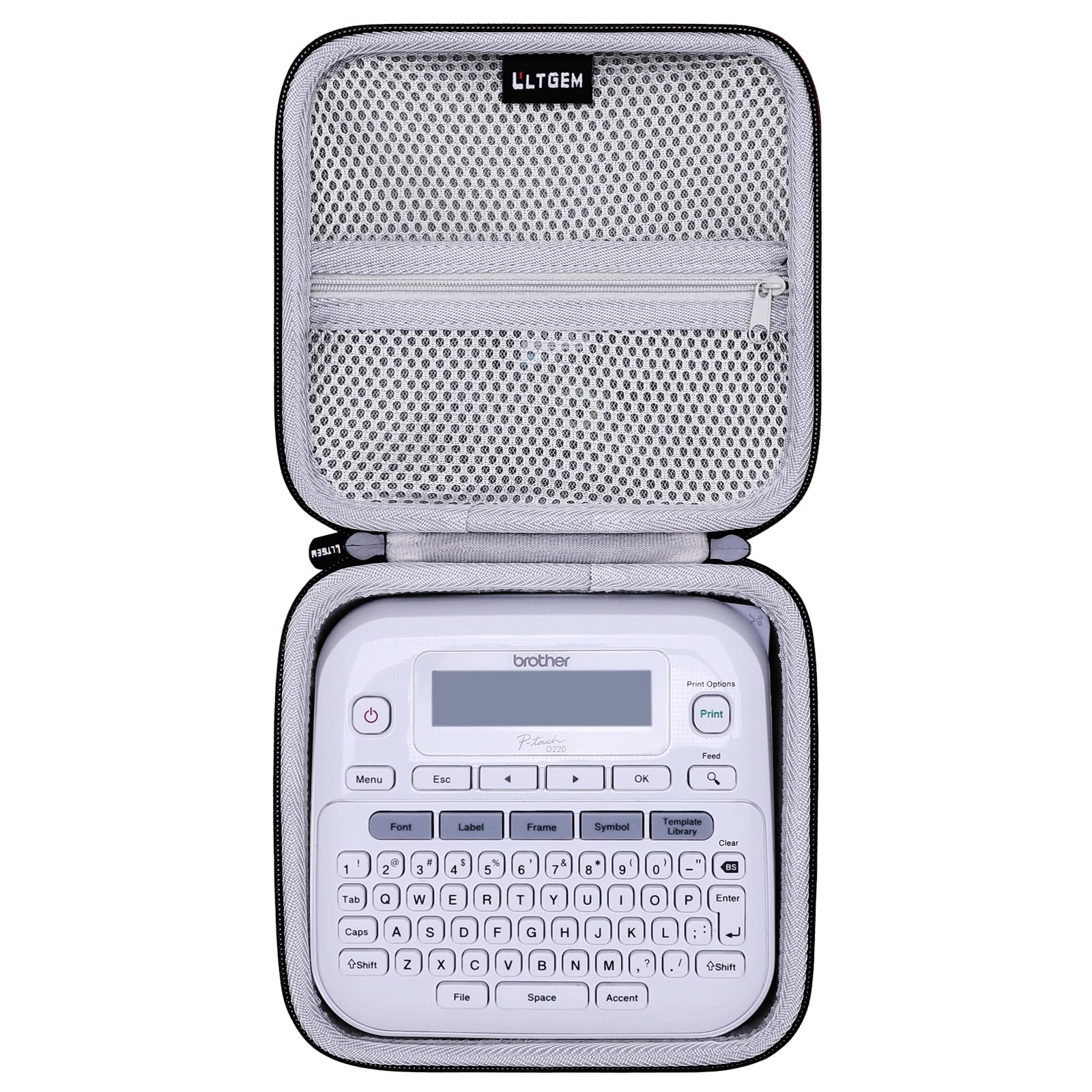 LTGEM Case Compatible with Brother P-Touch PTD220 / PTD210 / PTD200 Home/Office Everyday Label Maker, Black+Gray(Case Only)
