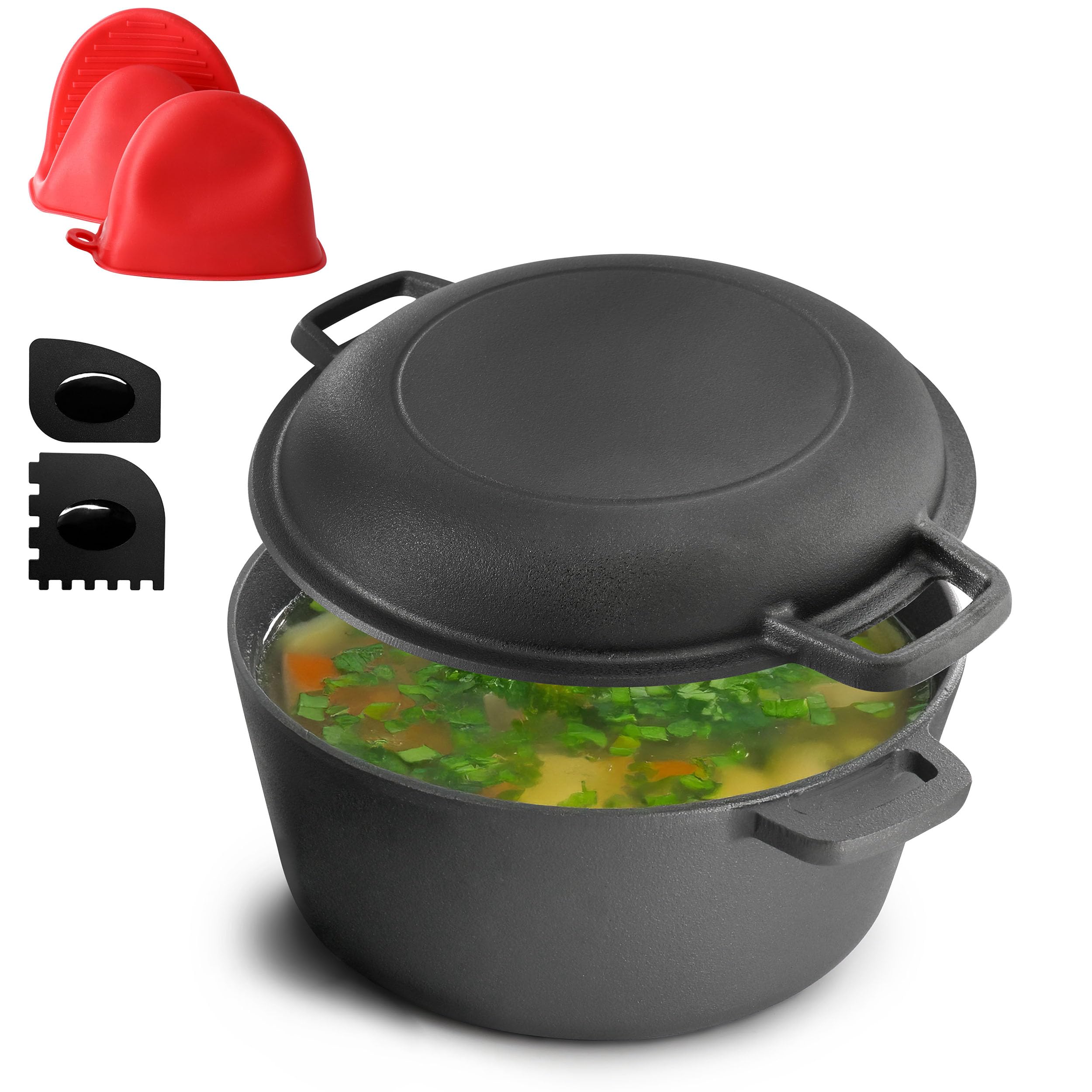 Amazon.com: MegaChef 5 Quart Pre-Seasoned 2-in-1 Cast Iron Dutch