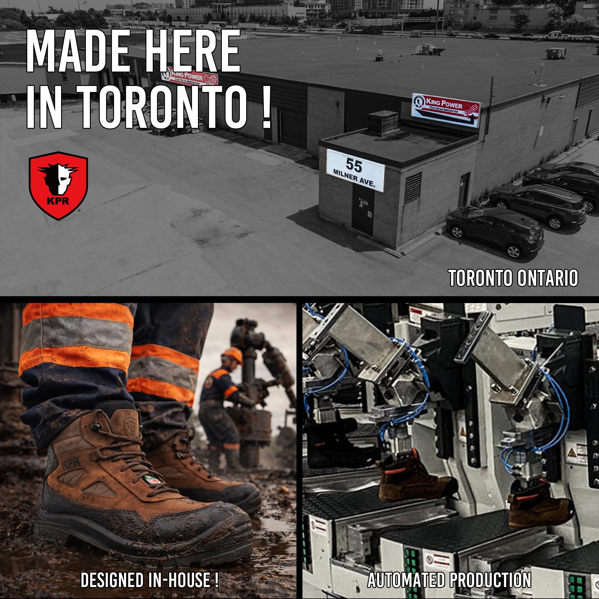 KPR Mens Work Composite Steel Toe Boots CSA Approved Waterproof Safety Shoes 6" - ESR Oil, Slip, Heat, Puncture Resistant - 4