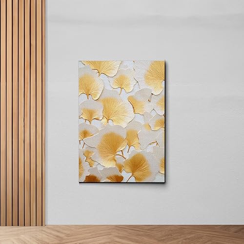 Miniatura 7 de Original Ginkgo biloba Print On Canvas, Modern Textured Gold Wall Art, Abstract Gold Leaves Print, Living room Wall Decor, Modern Art Print, Wall