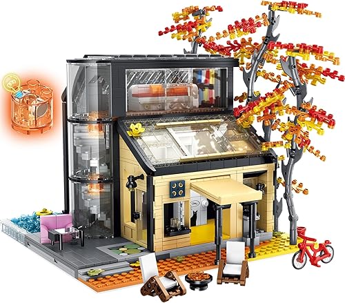 KEAOOD Juegos de bloques de construcción de casa de la ciudad, 1977 piezas, juguetes de construcción de arquitectura de iluminación, kits modulares