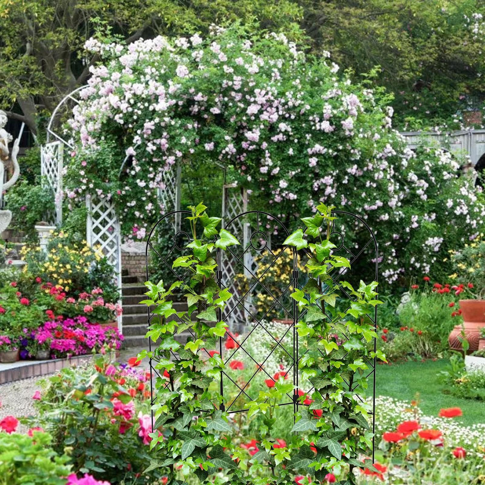 Giardino traliccio - Telaio di supporto botanico reticolo vite per planner | Picchetto di supporto per pianura in metallo a traliccio da giardino recinzione decorativa griglia rampicante vite