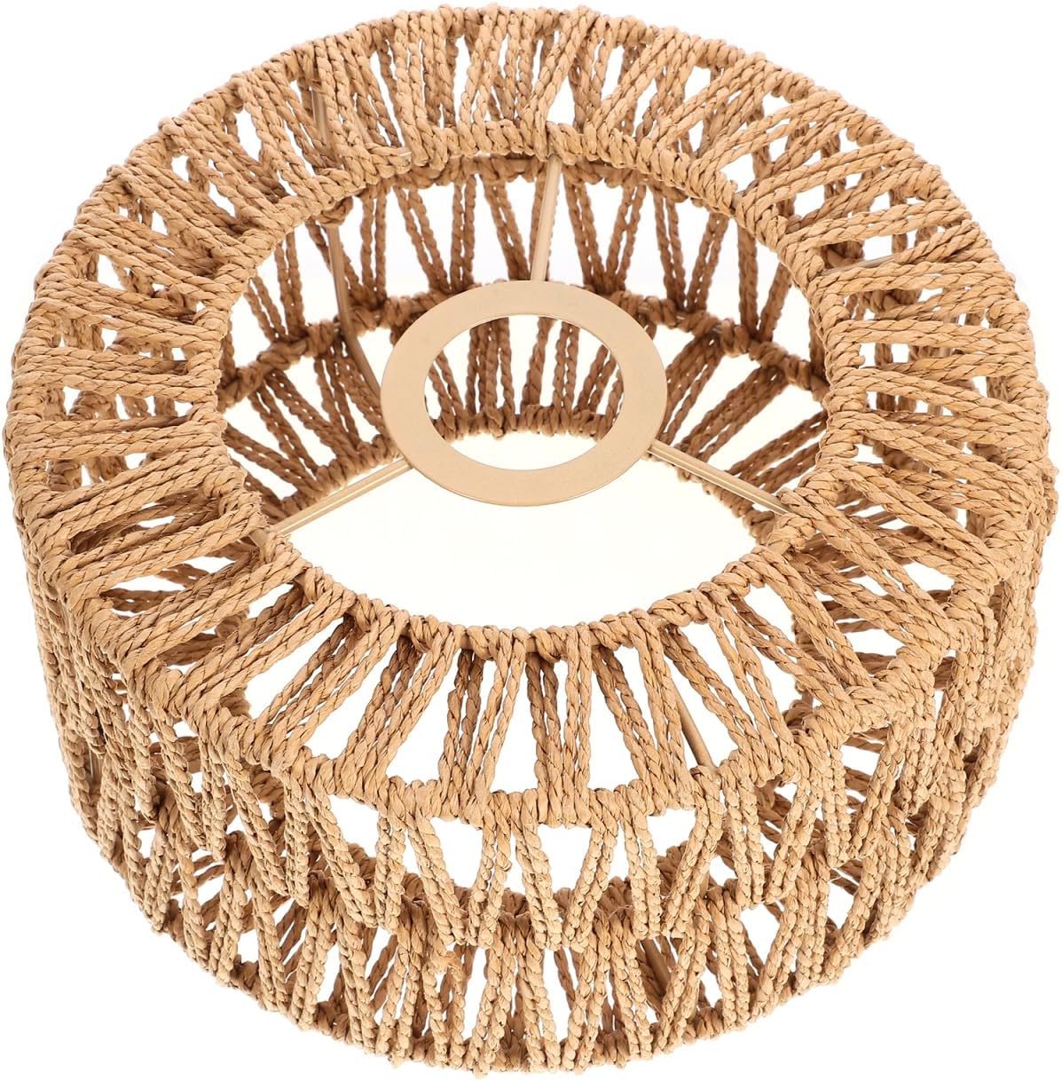 BESTOYARD Handwoven Straw Rope Lampshade - Small Rustic Ceiling Lamp Cover for Tea Room, Bar, Inn Decor - 8.66x8.66x4.33 Inch