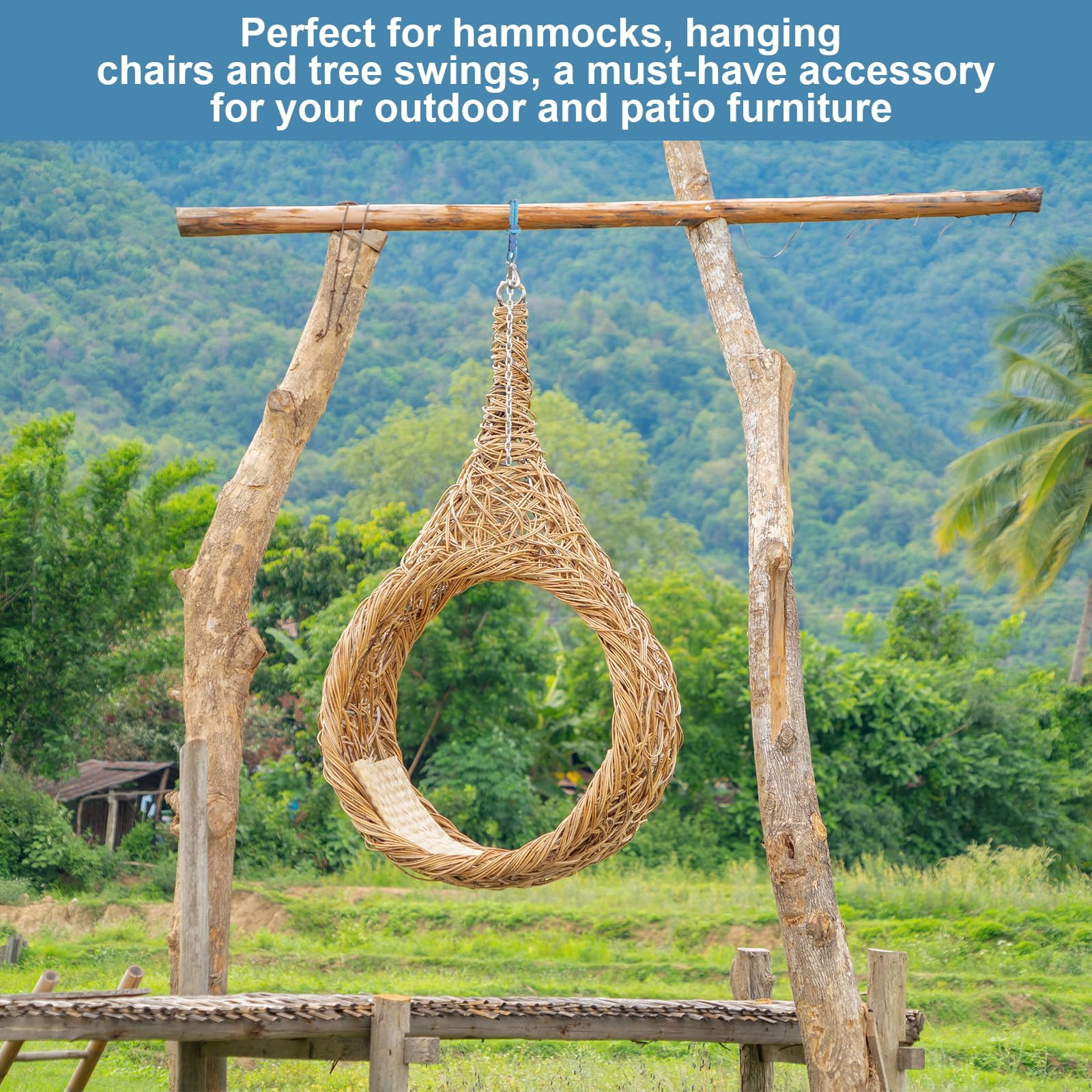 2 Piezas Correas de Columpios de Árbol, 0.6M Correas para Hamaca, Suspensión para Hamaca con Mosquetones Cuerda de para Hamaca Suspensión Accesorios para Camping Columpio Hamaca Yoga