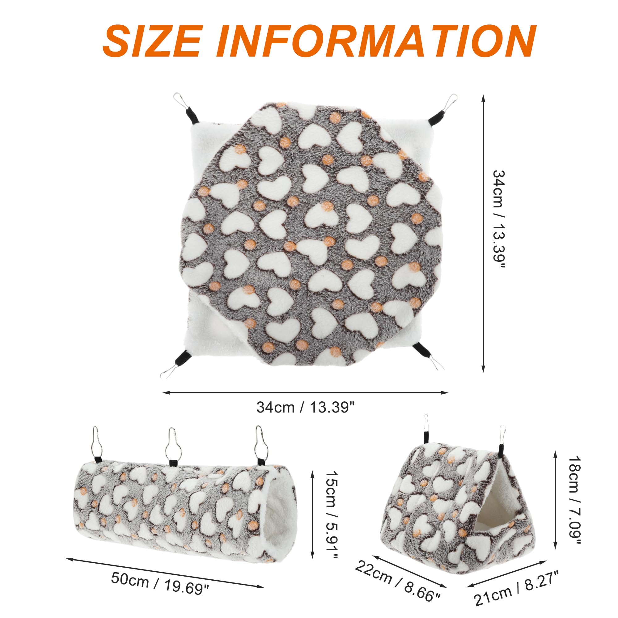 RENEWREVITAL Ferret Hammock, Small Pet Cage Accessories, Ferret Bed, Pet Cage Hammock Hanging Tunnel and Bed Hideout Set for Hamster Squirrel Rabbit, Brown, 3Pcs