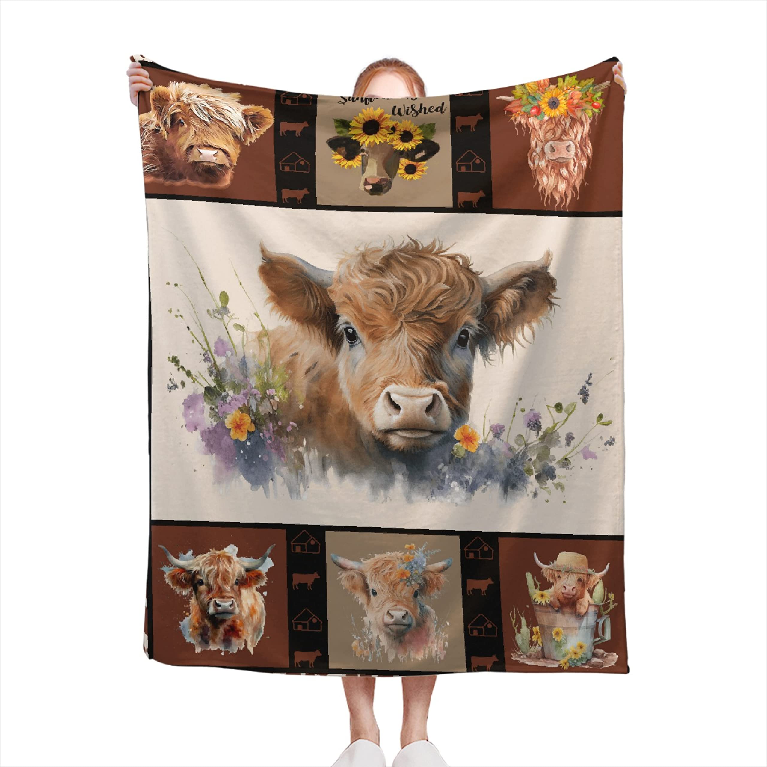 Highland Cow Blanket,Lightweight Flannel Fleece Love Highland Cow Throw Blanket Gifts for Girl All Season,Blanket for Bed/Couch/Sofa 40