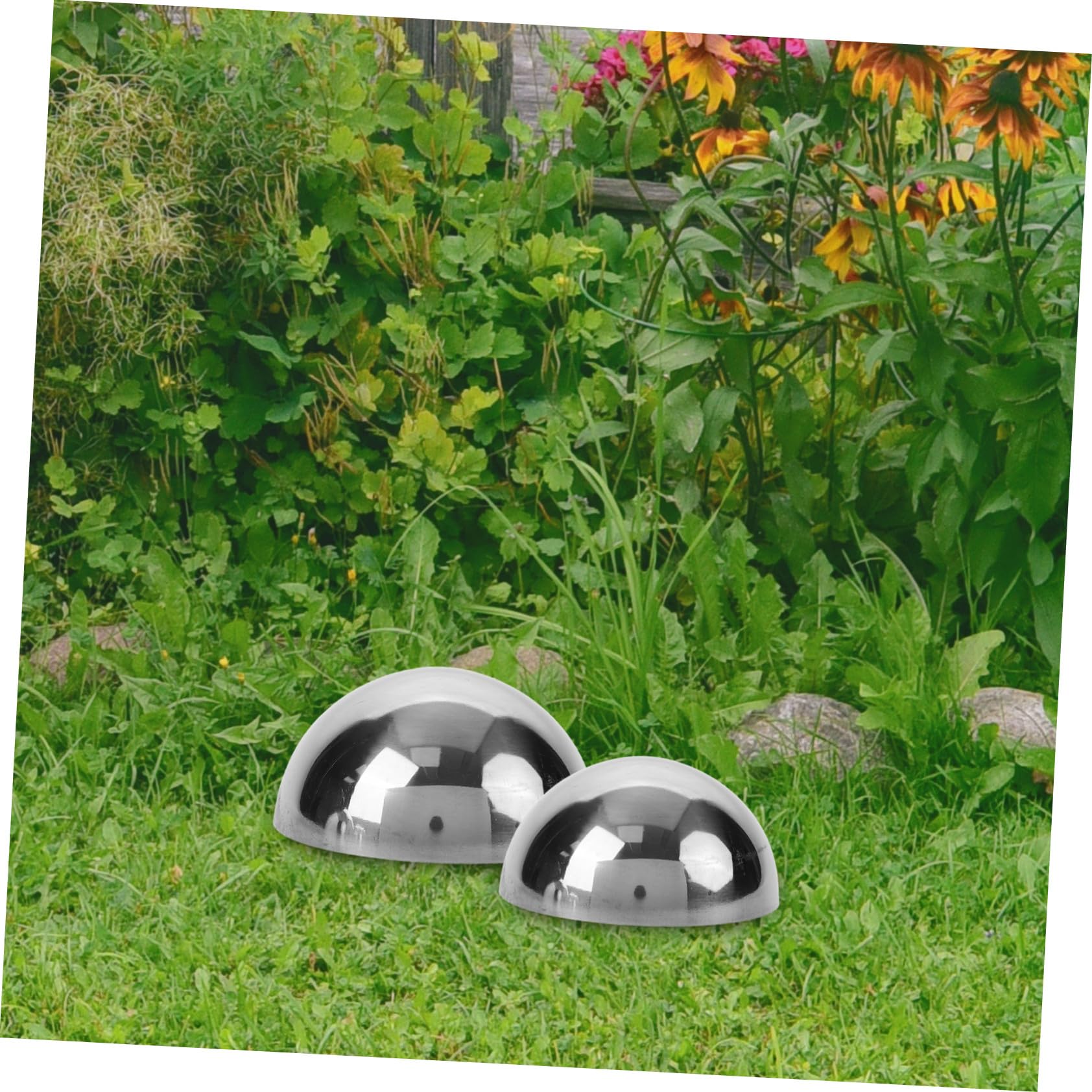 12 Piezas Bola Reflectante de Acero Inoxidable Pulida para Jardín y Estanque de Esferas Semiesféricas para Decoración Exterior y