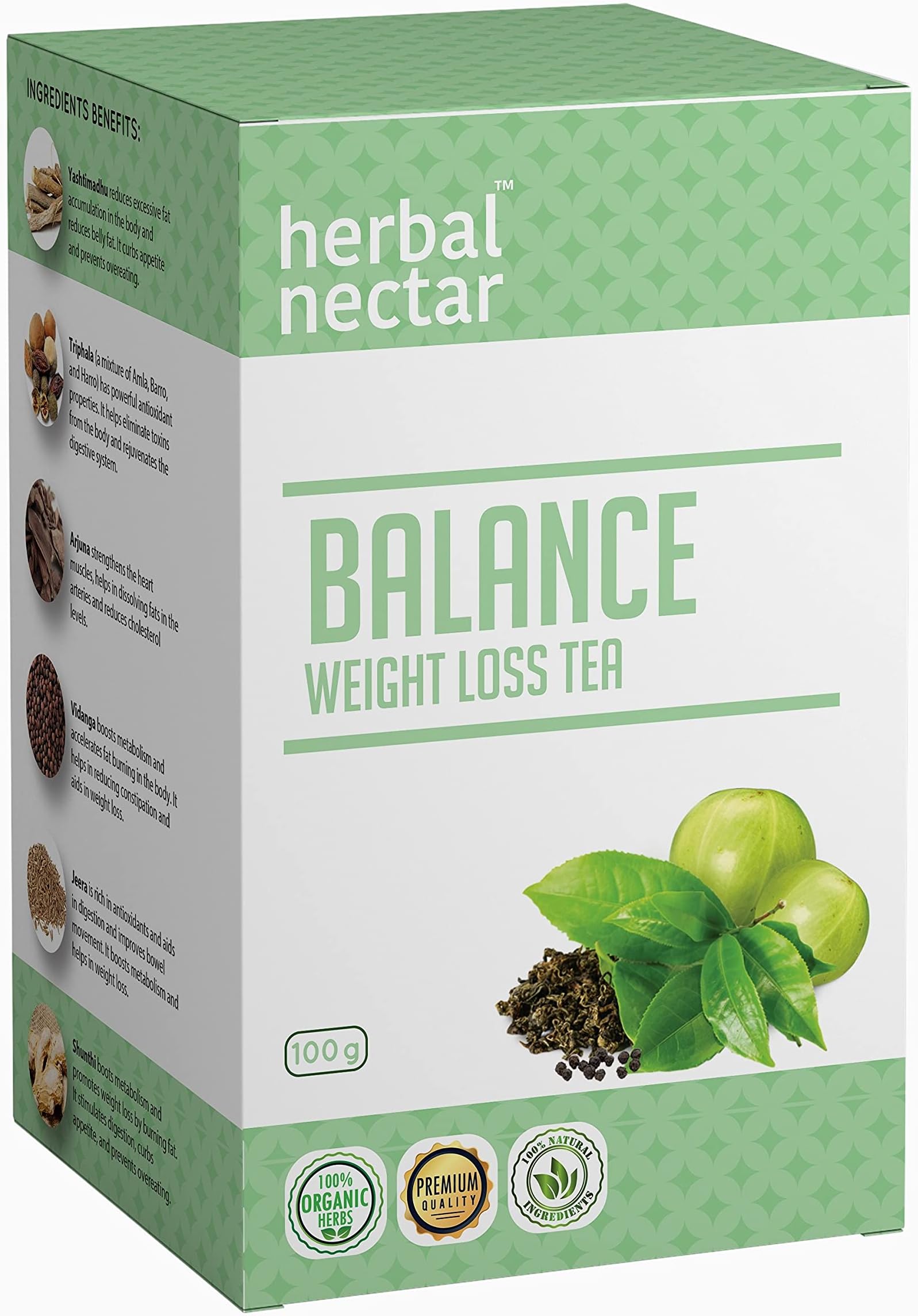 Herbal Nectar Weight loss Tea, 100 gms, BALANCE (Made with Organic Herbs)