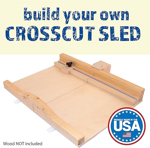 Miniatura 2 de Fulton Kit de trineo de corte transversal de sierra de mesa DIY con 2 barras de inglete UHMW, 2 pistas de aluminio, 1 perilla y 1 perno junto con