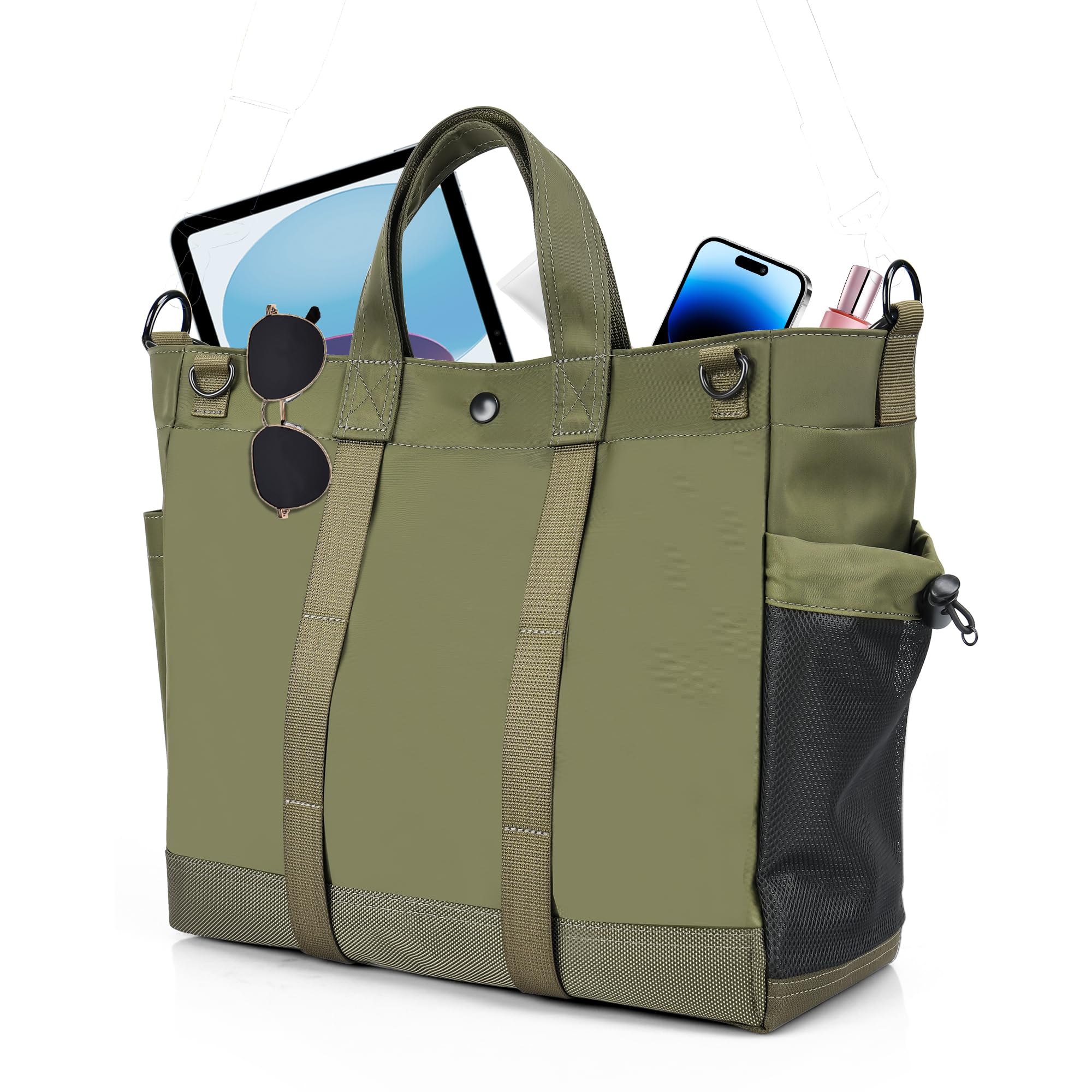 Laptop Tote Bag Handbag with Top-Handle Detachable Shoulder Strap Multi-Pocket Crossbody Computer Bags