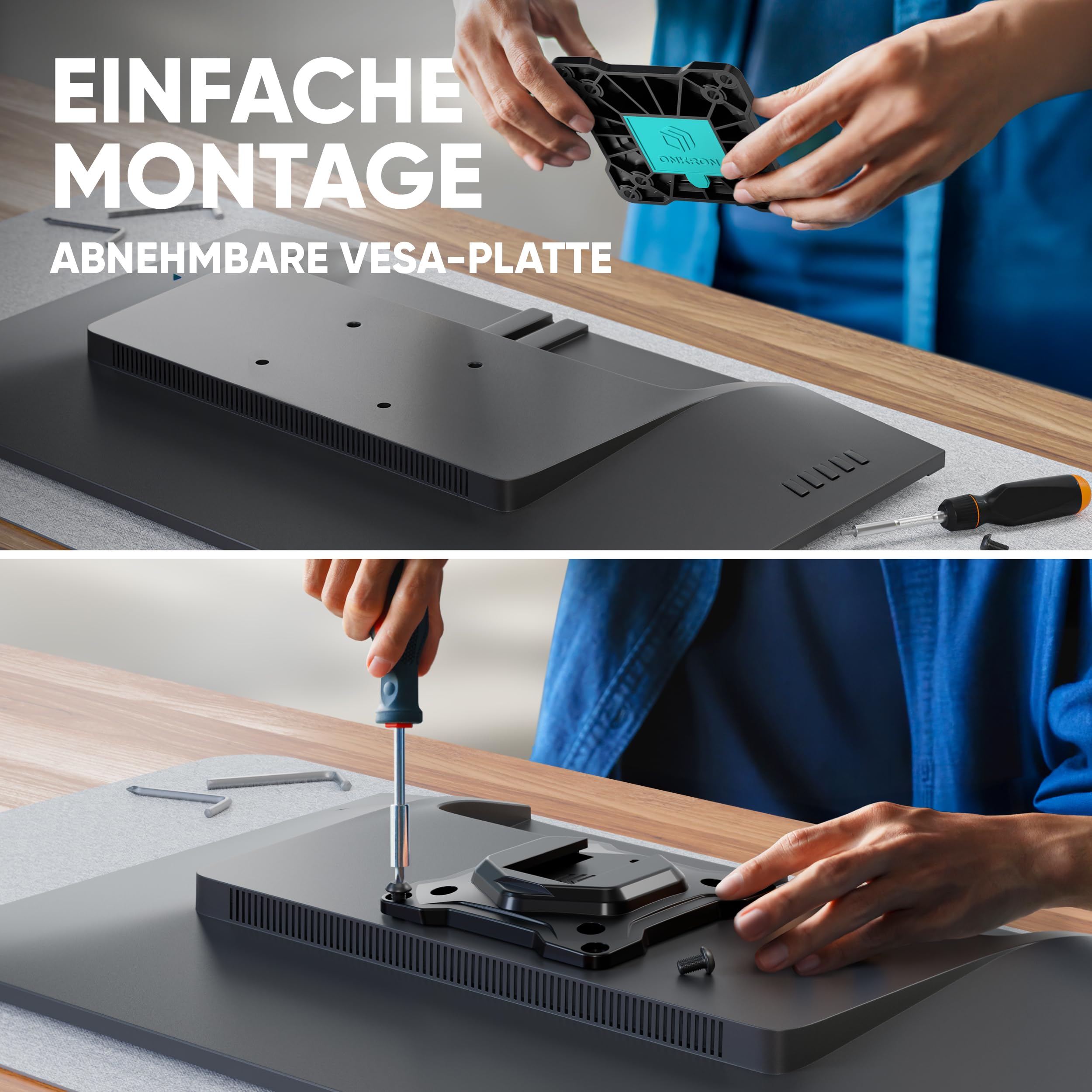 ONKRON 4-Fach Monitorhalterung 13-32", 8 kg (x4), max VESA 100x100, D421E-B | Monitorarm für 4 Bildschirme, bis 87 cm höhenverstellbar, schwenkbar, drehbar, Klemm-/Bohrmontage; für Büro & Multitasking