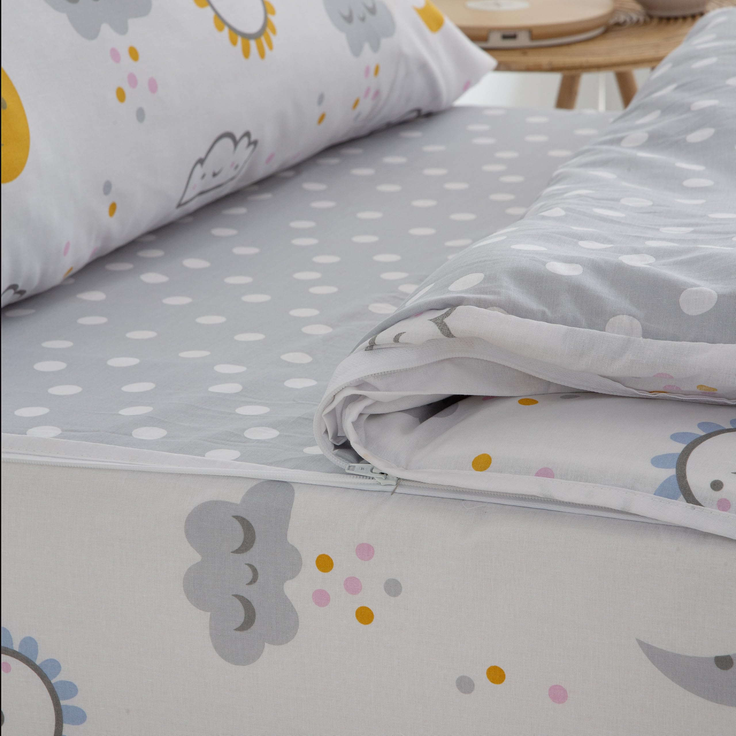 COTTON ARTean Saco nordico Infantil SIN Relleno Diver Cama 90 x 190/200. Saco Unido a la Bajera con Cremallera en Forma de L SIN Relleno nórdico. Color Gris