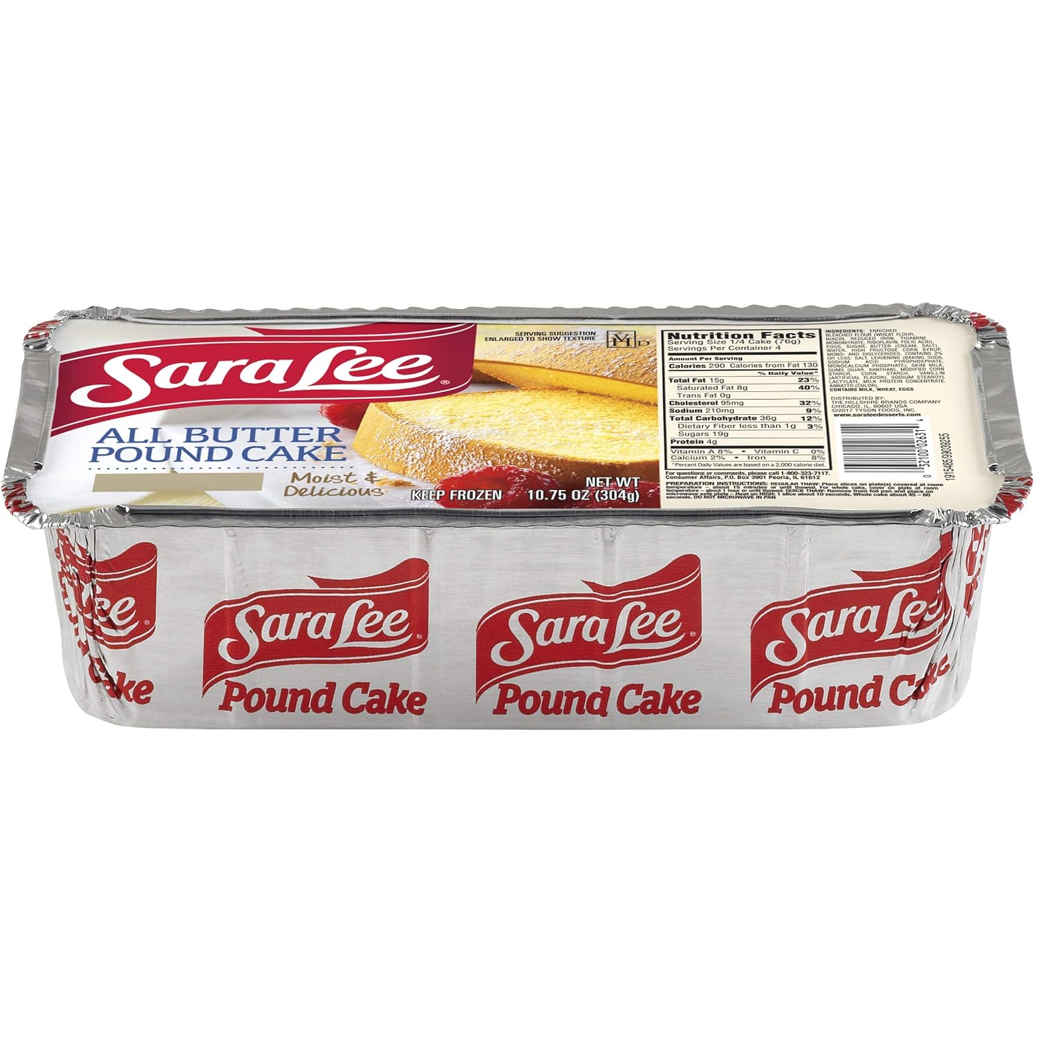 Sara Lee, Butter Pound Cake, 10.75 oz (Frozen)