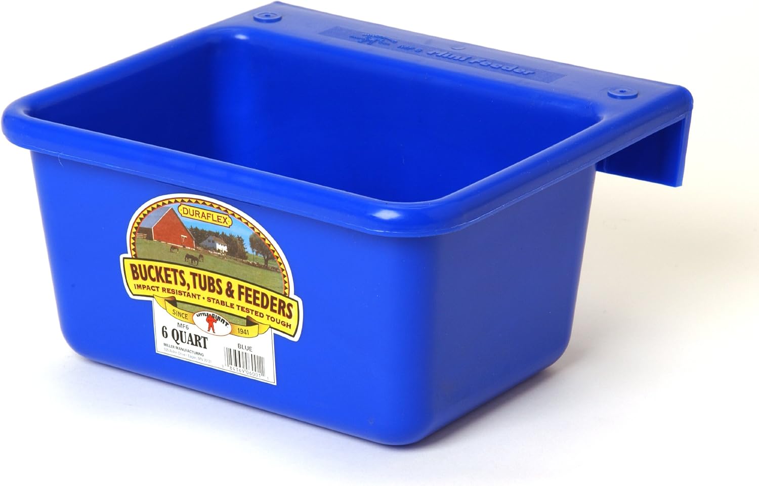 Little Giant® Plastic Mini Feeder | Fence Feeder | Goat Feeder | Durable & Mountable Bucket for Livestock | Made in USA | 6 Quart | Blue