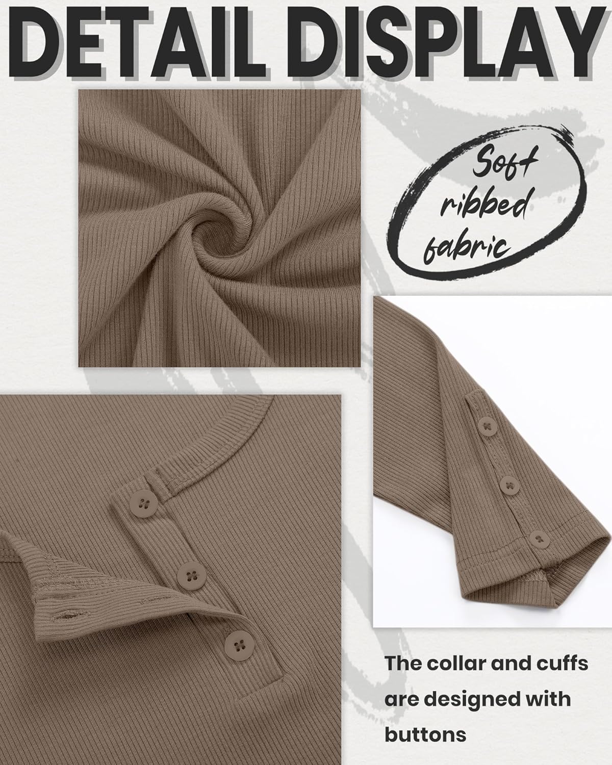 3 Pack Women's Long Sleeve Henley T Shirts Button Down Scoop Neck Slim Fit Ribbed Knit Casual Clothes Layer Tops - Image 6