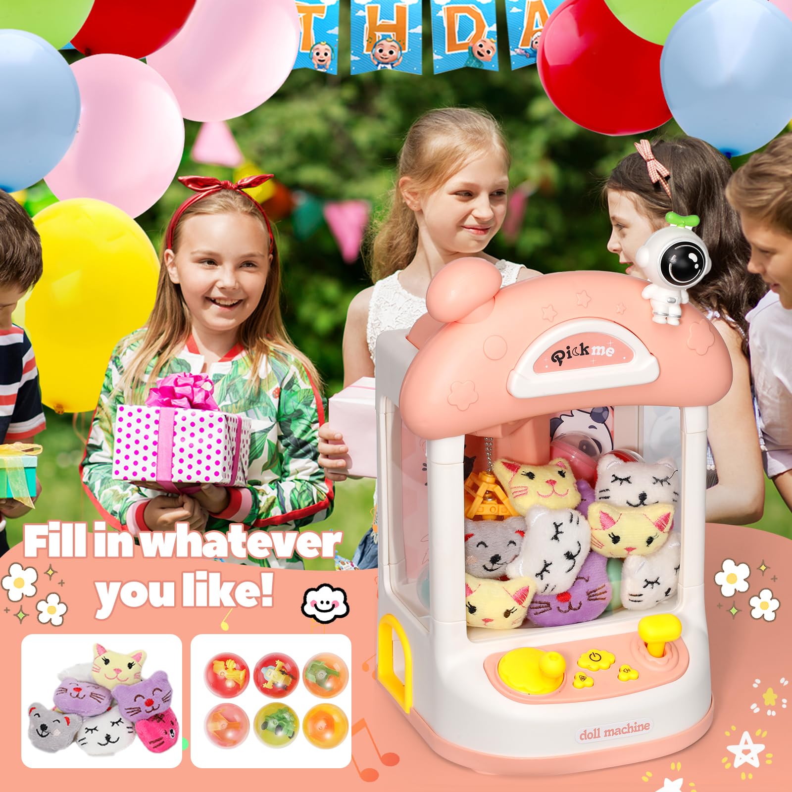 Máquina De Garra Mini Con Tema Espacial – Máquina Expendedora De Peluches Y Premios, Juego De Arcade Para Niños De 6 A 10 Años
