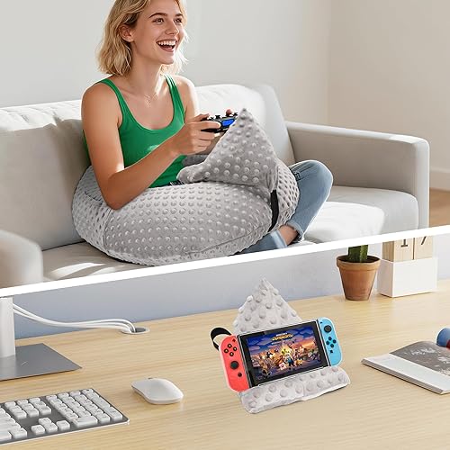 Miniatura 3 de Almohada de soporte de regazo de ganchillo, almohada de lectura multiusos para laptop, juegos, trabajo, con almohada trasera extra extraíble