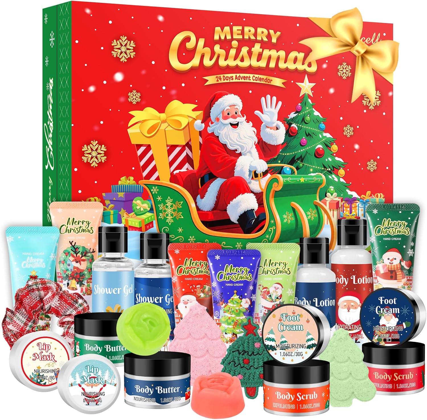 Silvercell Advent Beauty Calendar 2025 Christmas Gifts for Women, Advent Calendar for Teen Girls Bath and Body Gift Set, 24 Days of Christmas Surprise Box Spa Gifts for Women & Teen Girls