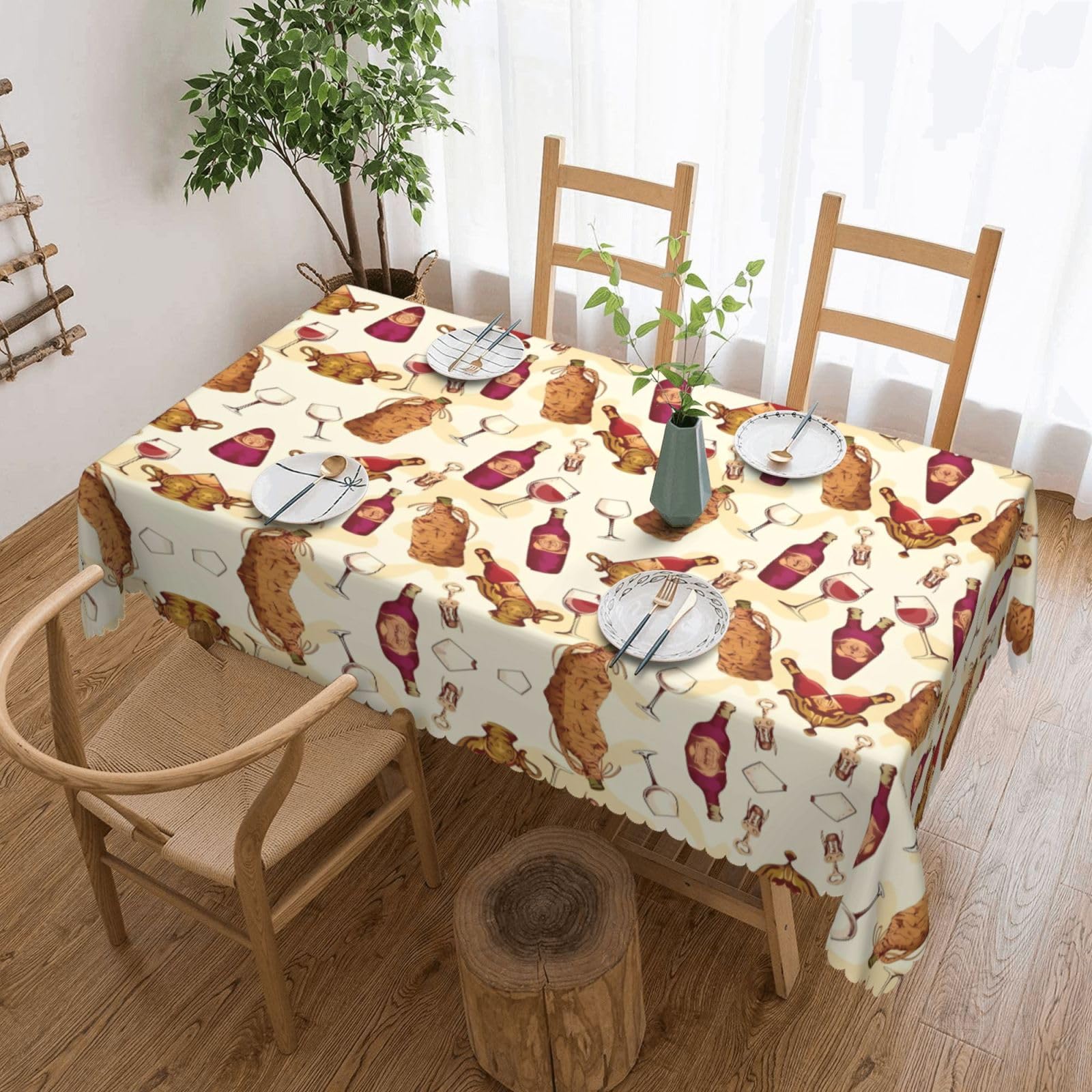 HLSBSSL Red Wine Patterned square lace tablecloth, wrinkle-resistant and durable, suitable for dining tables, parties, etc.