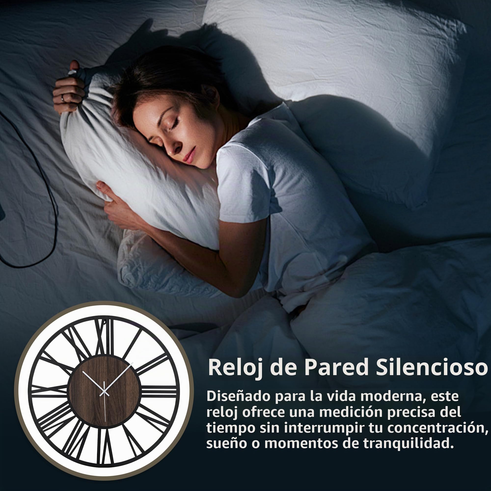 Reloj de pared grande de 16 pulgadas con pilas, reloj de pared silencioso de madera y metal negro para decoración de sala de estar, reloj de pared decorativo moderno para cocina (madera