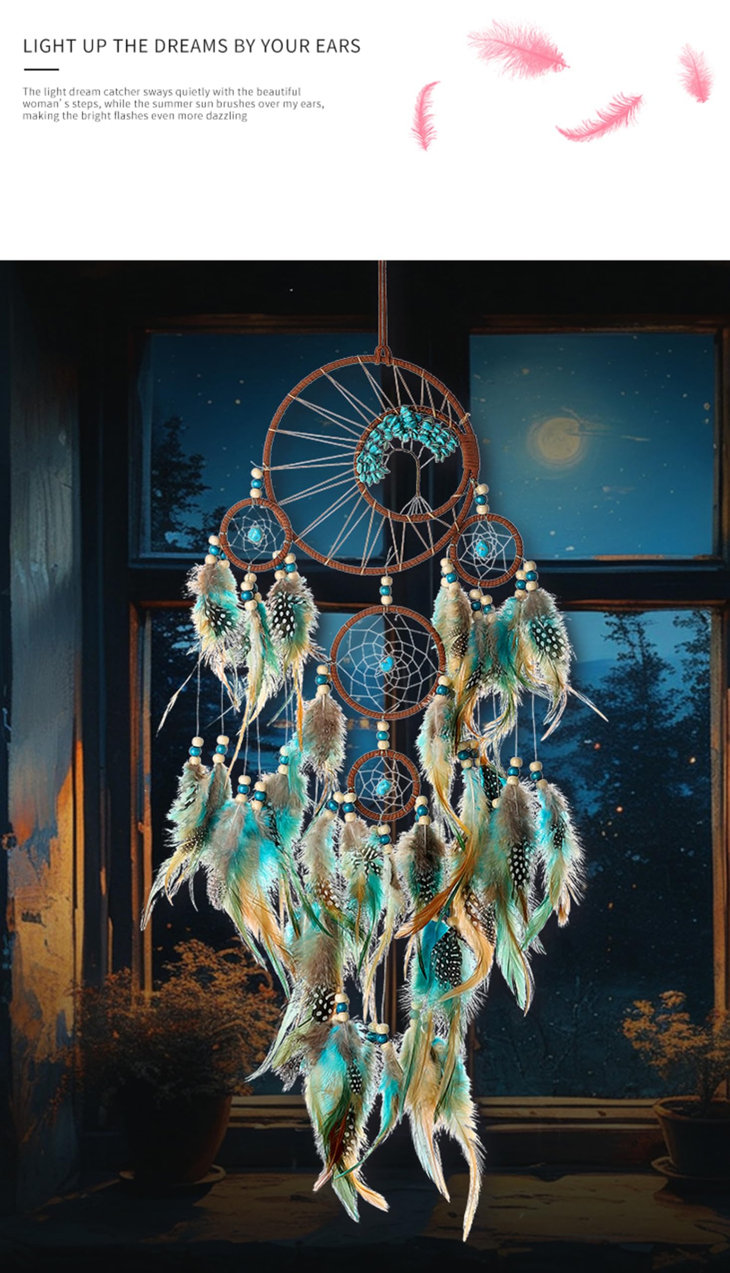 Atrapasueños Hecho a Mano con Plumas Decoración de Pared Regalo India